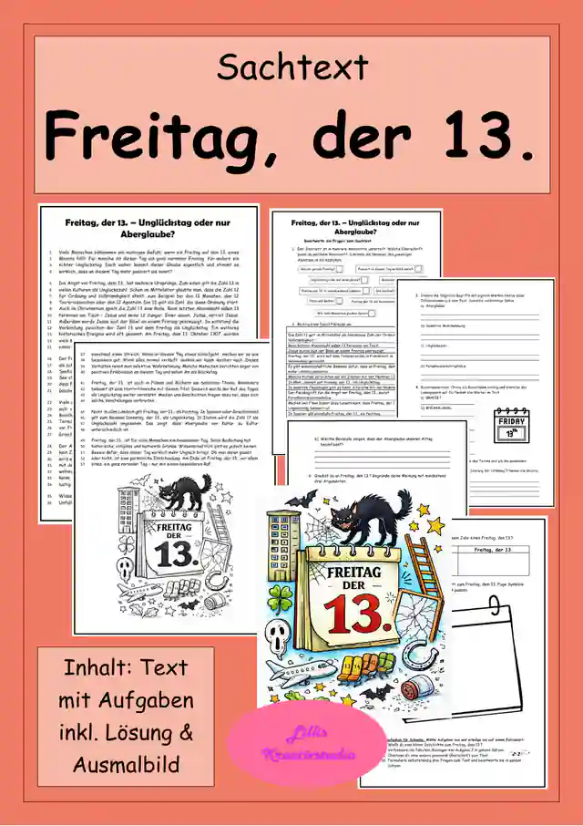 Sachtext -  Freitag, der 13. - Textarbeit - Leseverstehen