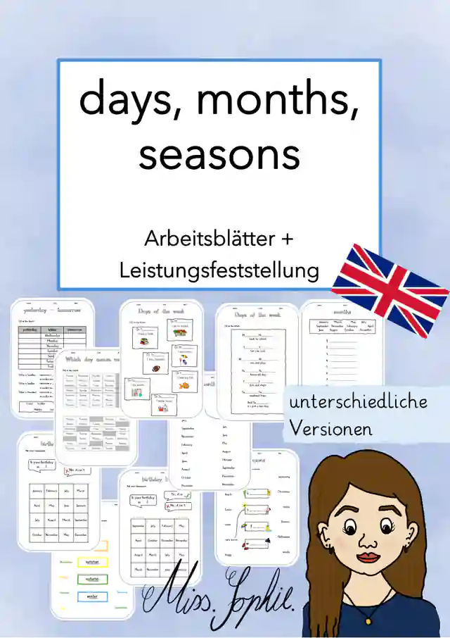 days, months, seasons_Arbeitsblätter und Leistungsfeststellung
