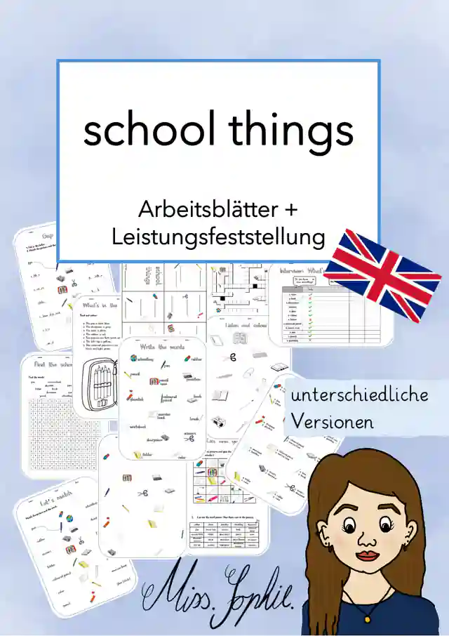 school things_Arbeitsblätter und Leistungsfeststellung