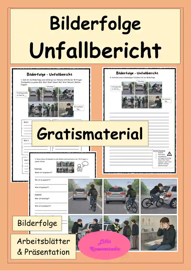 Unfallbericht schreiben: Übung mit Bilderfolge - Berichten