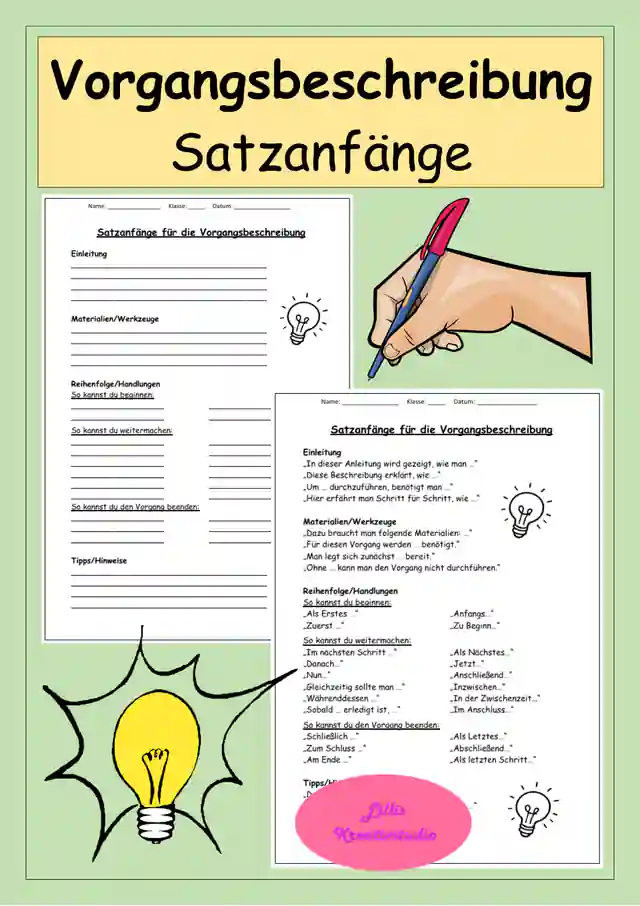 Vorgangsbeschreibung Satzanfänge - Formulierungshilfen