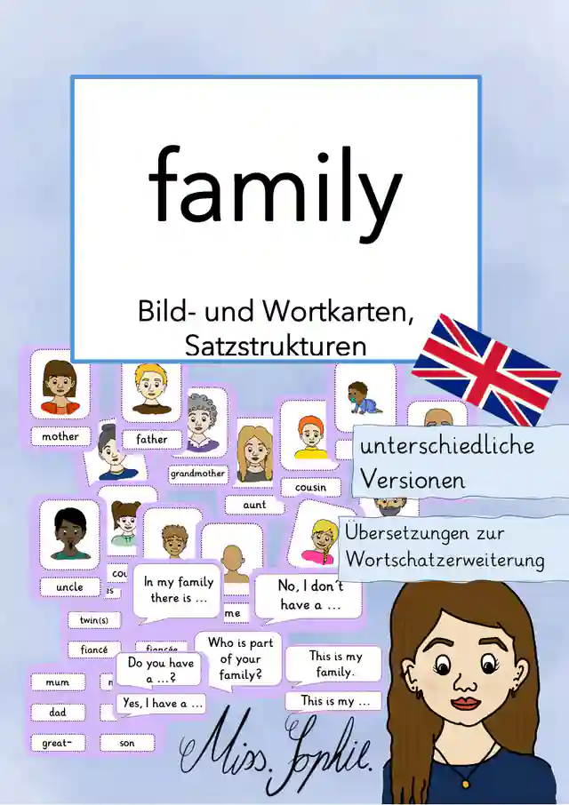 family- Bild- und Wortkarten, Satzstrukturen