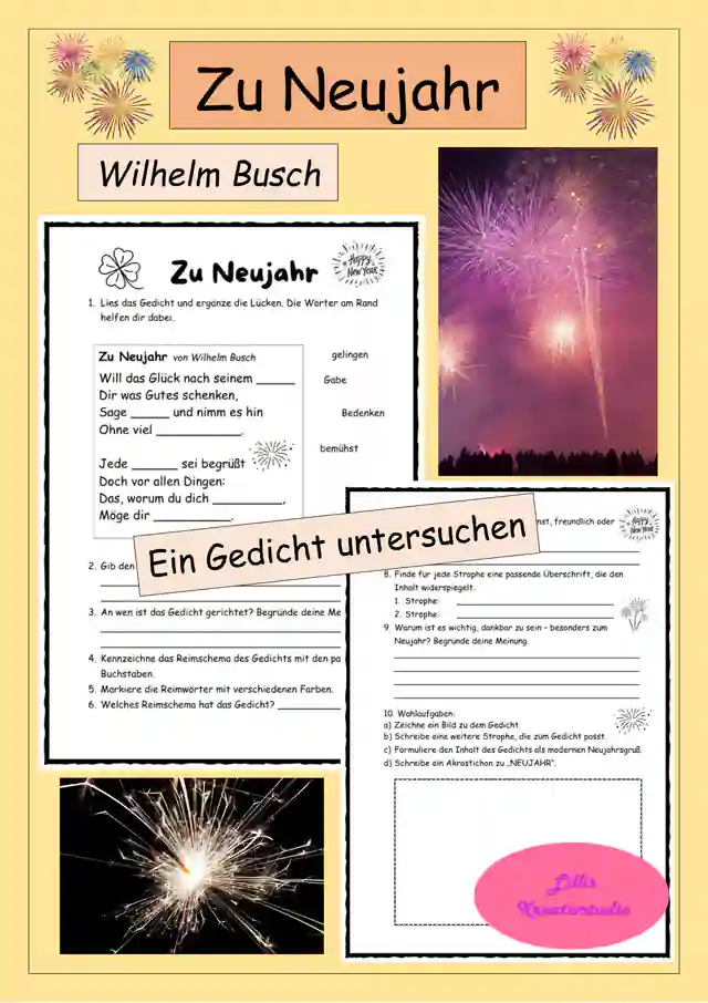 Gedicht "Zu Neujahr" von Wilhelm Busch - Gedicht zum Neujahr - Neujahrsgedicht