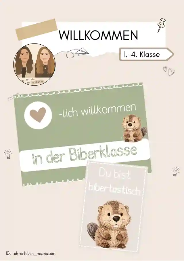 Herzlich willkommen Vorlage & pos. Affirmation / Biberklasse