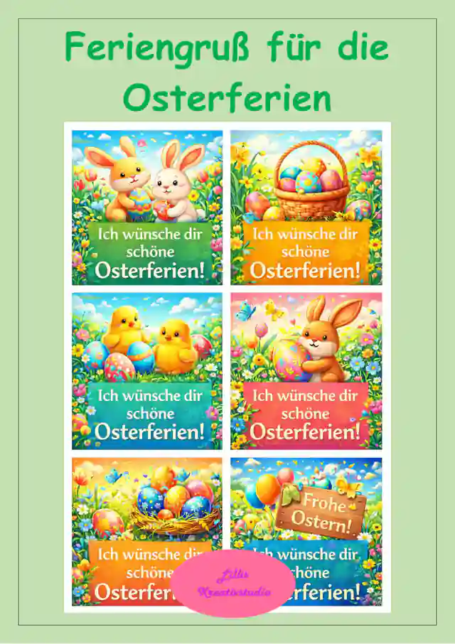 Feriengruß Osterferien - Grußkärtchen - Ferienwünsche Ostern