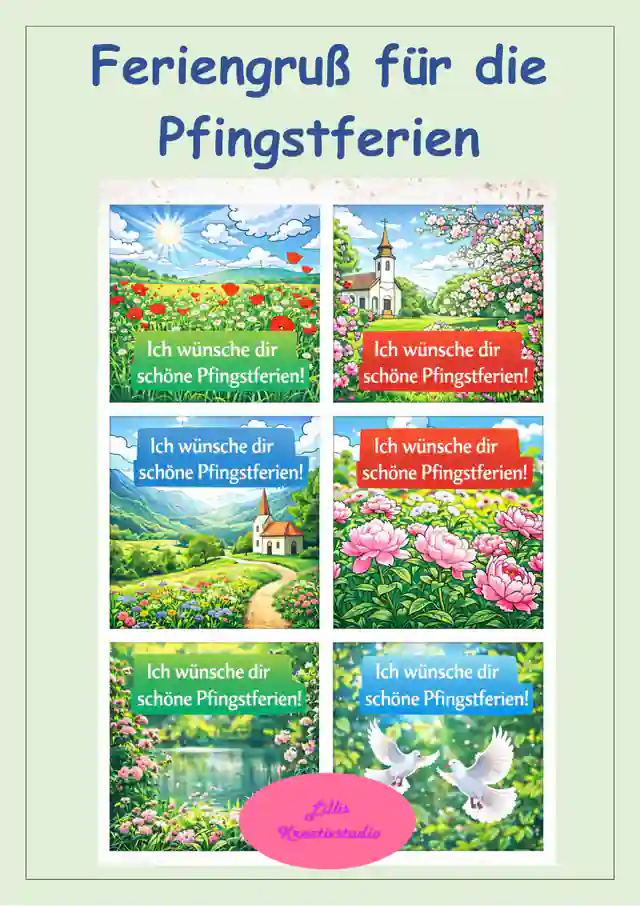 Feriengruß für die Pfingstferien - Grußkärtchen - Ferienwünsche Pfingsten