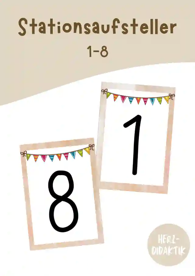 Stationsaufsteller beige (Zahlen 1-8)