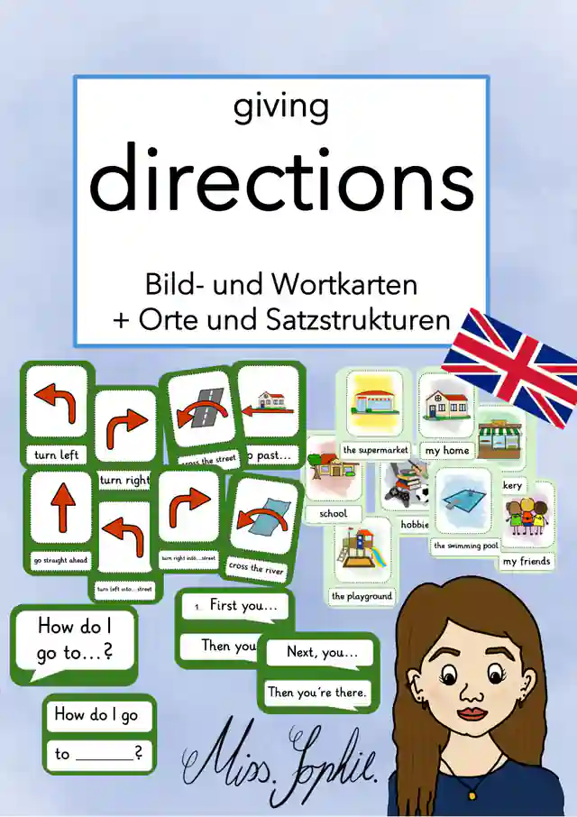 giving directions - Bild- und Wortkarten, Orte, Satzstrukturen