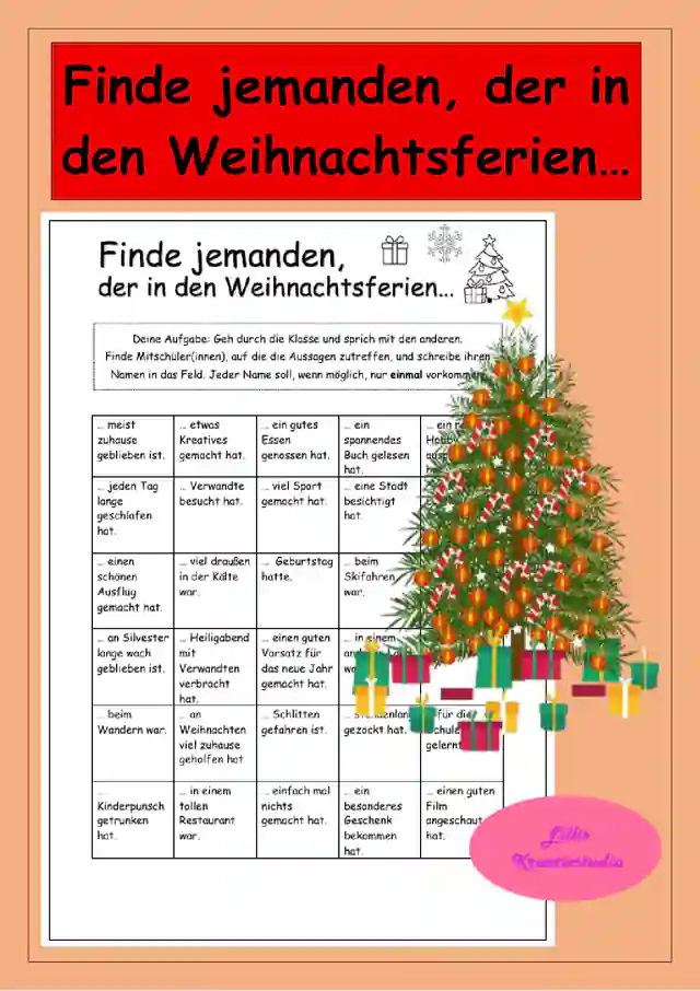Finde jemanden... Weihnachtsferien - Spiel nach Weihnachten zum Start ins neue Jahr