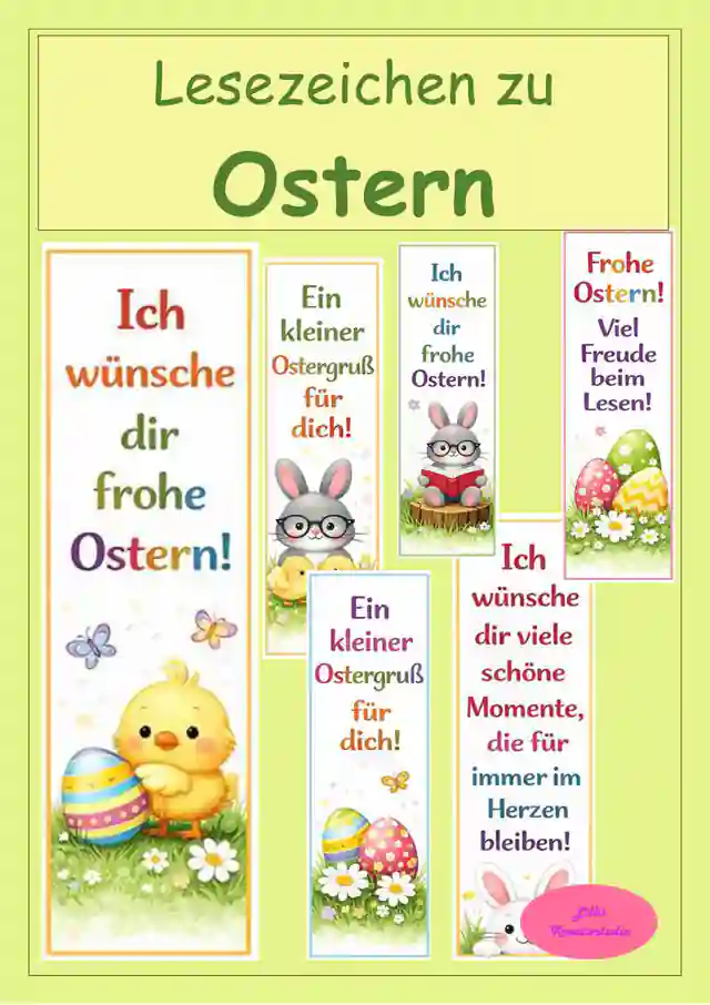 Lesezeichen zu Ostern - Feriengruß - Wünsche zu Ostern