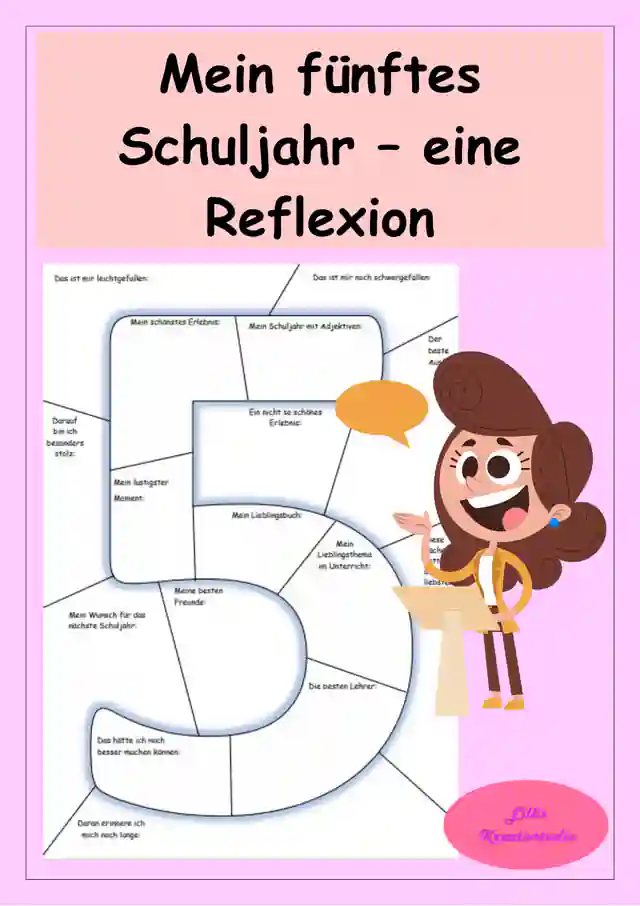 Reflexion 5. Klasse: Mein Fünftes Schuljahr - Schuljahresende - Zeichnen und Schreiben