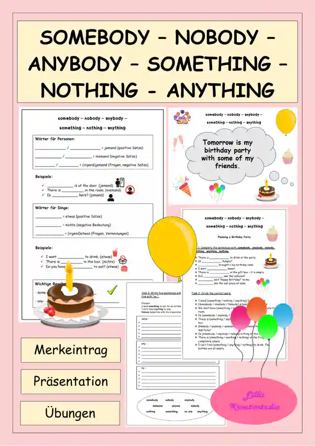 Indefinitpronomen: Somebody - nobody - anybody - something - nothing - anything (indefinite pronouns)