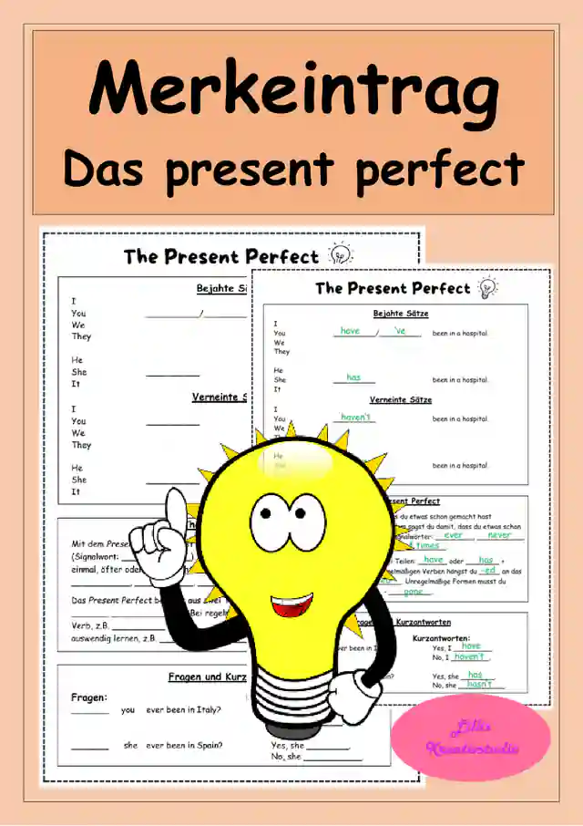 Das Present perfect - Merkeintrag, Hefteintrag, Übersicht