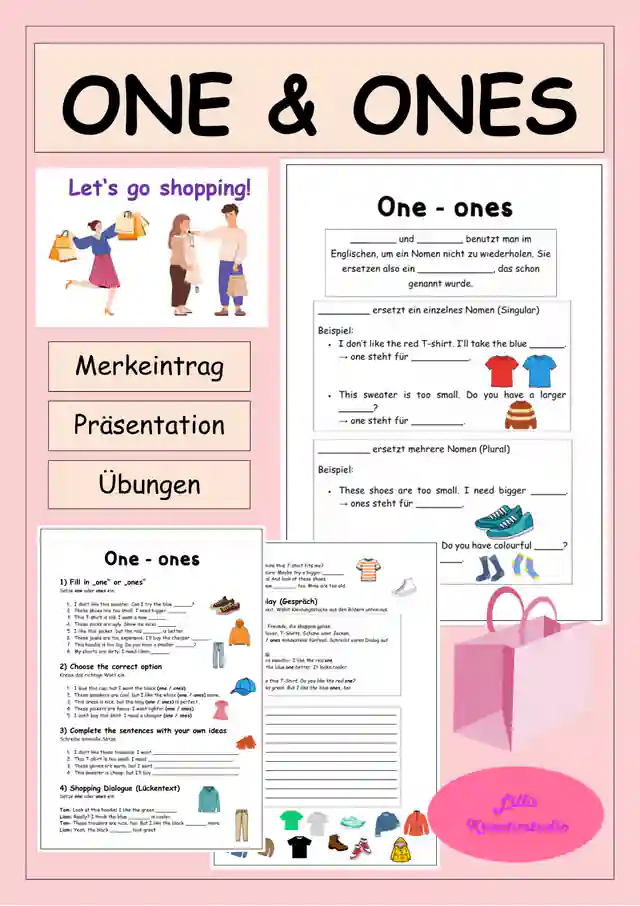 One / ones - Englisch - Merkeintrag, Übungen, Präsentation, Dialog