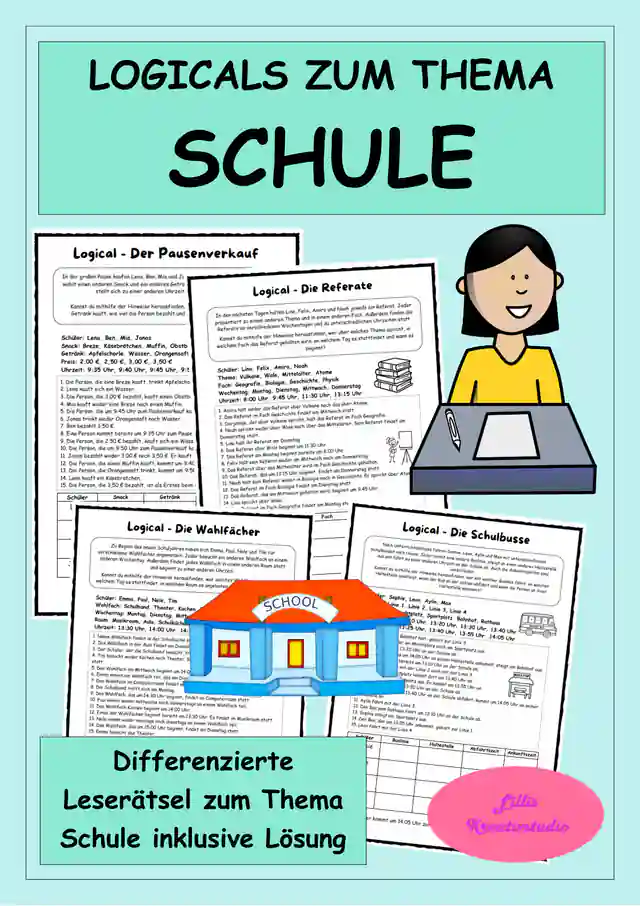 Logicals zum Thema Schule – Logikrätsel zum Knobeln – Leserätsel