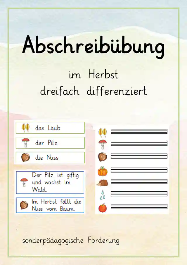 sonderpädagogische Förderung Abschreibübung differenziert Herbst