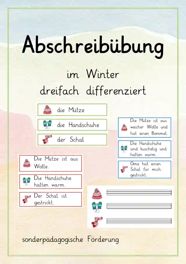 sonderpädagogische Förderung Abschreibübung Winter differenziert