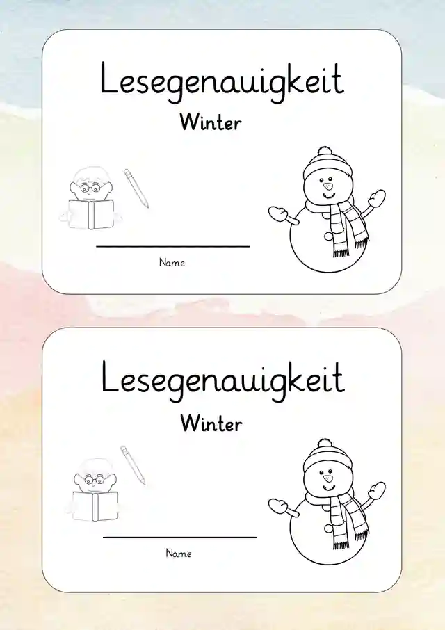 Übungsheft Lesegenauigkeit Winter- und Weihnachtszeit