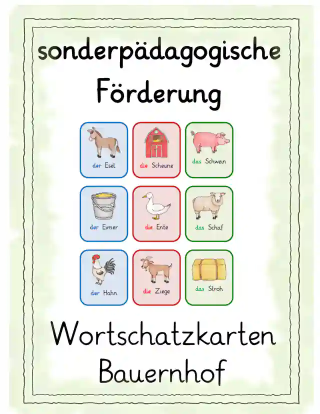 sonderpädagogische Förderung Wortschatzkarten Bauernhof