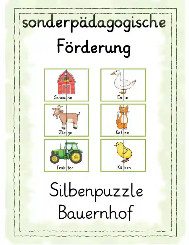 sonderpädagogische Förderung DAZ Silbenpuzzle Bauernhof