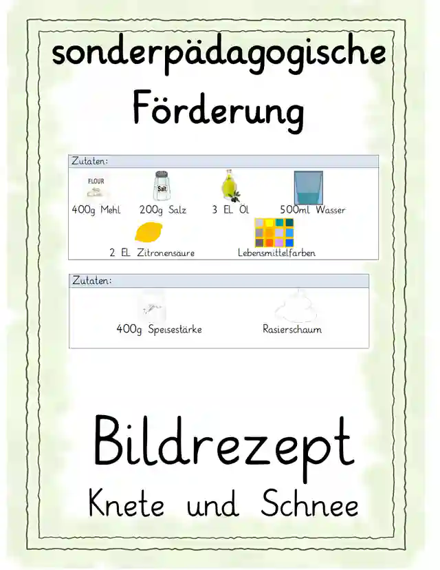 sonderpädagogische Förderung Bildrezepte Knete und Schnee