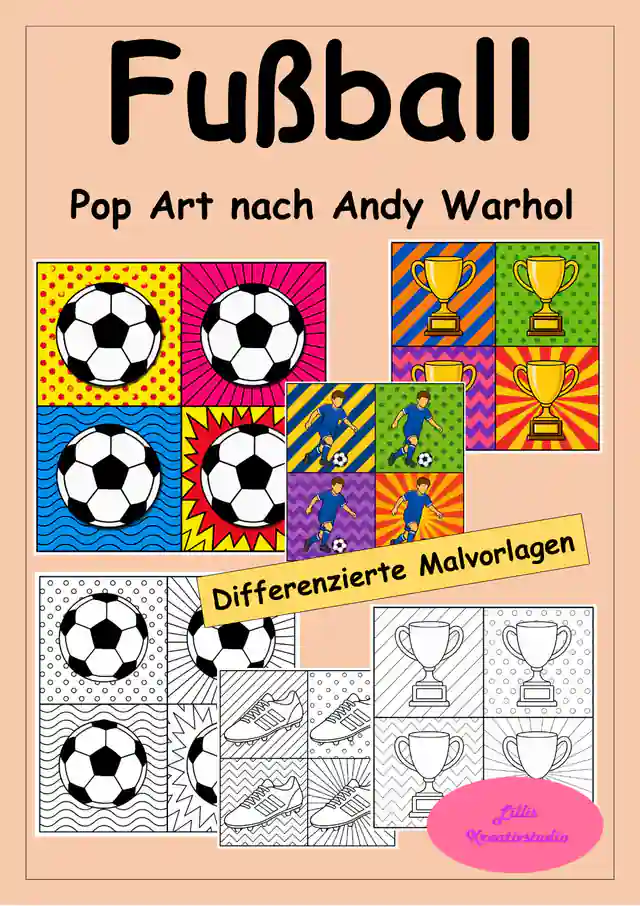 Fußball Malvorlagen im Pop-Art-Stil – inspiriert von Andy Warhol