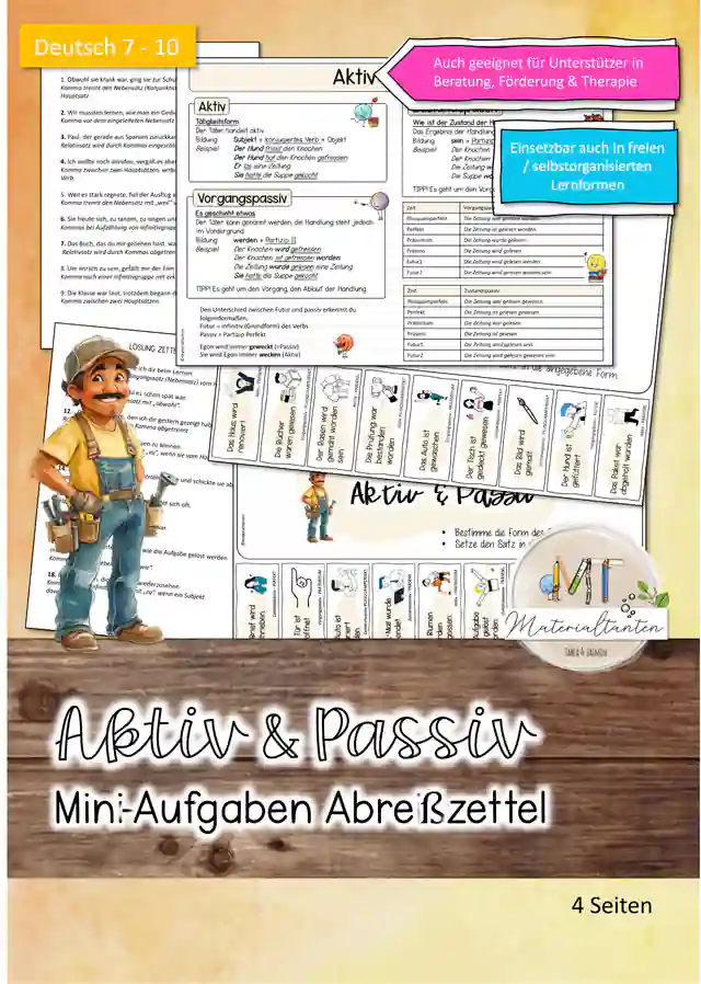 Abreißzettel - Grammatik / Aktiv-Passiv: Deutsch 7-10
