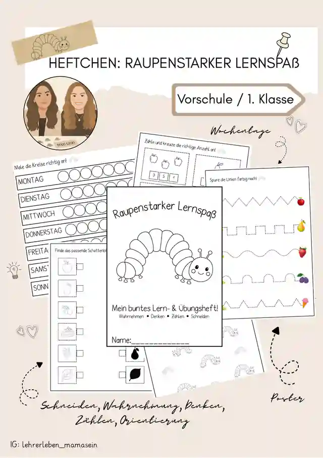 Raupenstarker Lernspaß / Vorschulheft / Schulanfang Heftchen