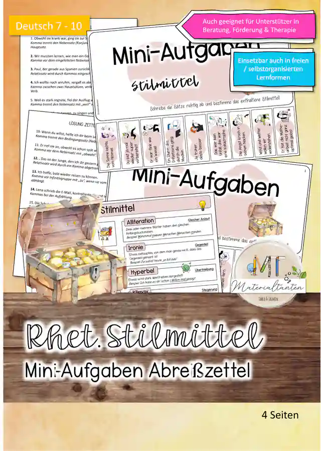 Abreißzettel - rhetorische Stilmittel: Deutsch 8-10
