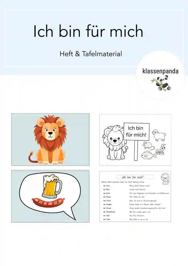"Ich bin für mich" Miniheft und Tafelmaterial