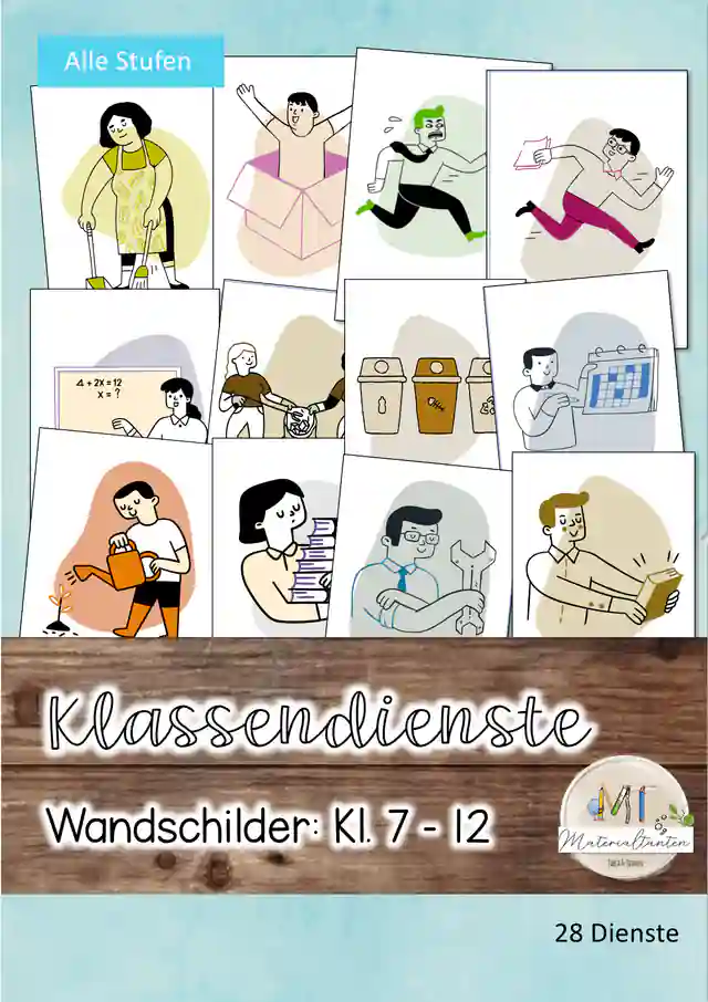 Classroommanagement - Diensteschilder für ältere Schüler