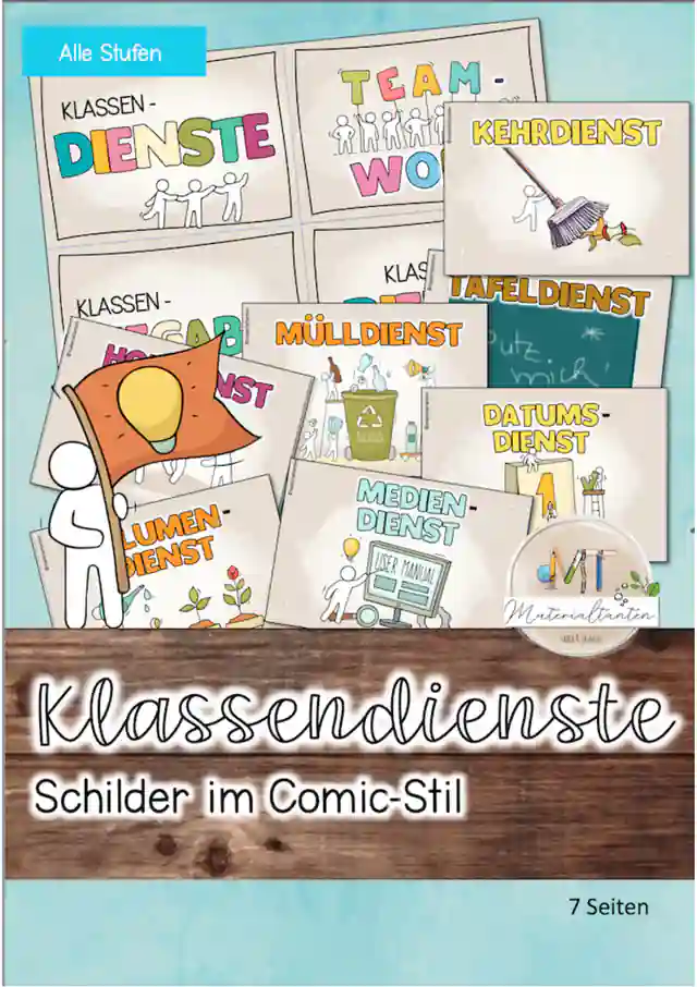 Classroom-Management: Diensteschilder Comic-Stil