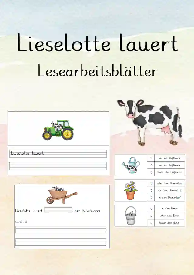 Lesearbeitsblätter zur "Lieselotte lauert" Präpositionen