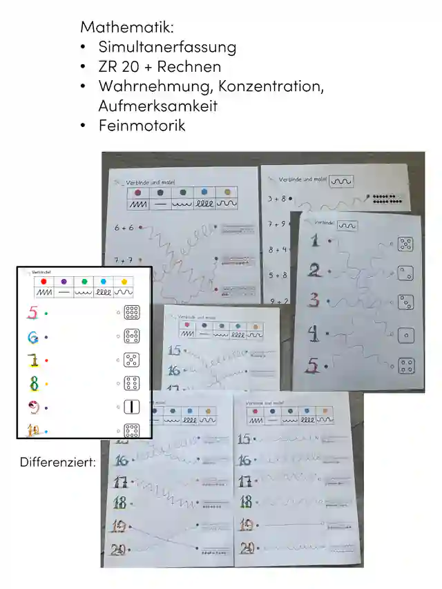M: Simultanerfassung, Rechnen, Graphomotorik, Konzentration, Schwungübungen