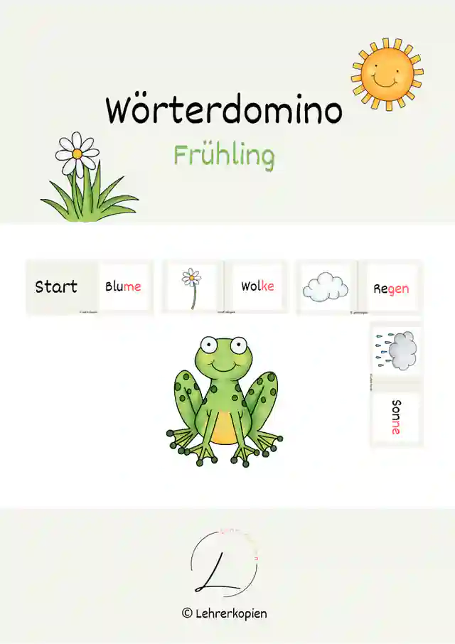 Wörterdomino: Frühling (Silbenschrift)