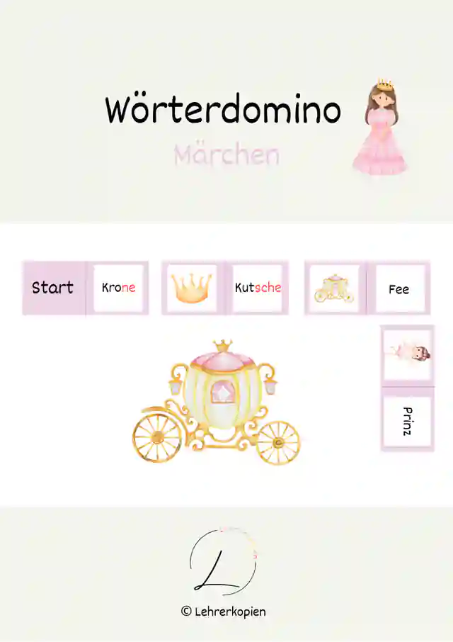 Wörterdomino: Märchen (Silbenschrift)