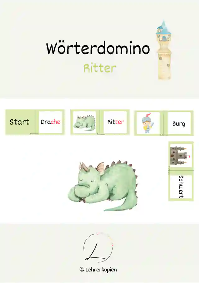 Wörterdomino: Ritter (Silbenschrift)