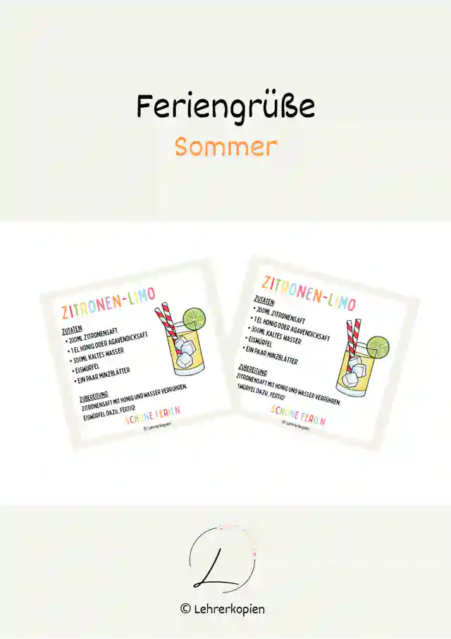 Feriengrüße: Sommerferien (Zitronen - Limo)