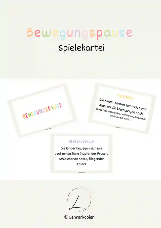 Bewegungspause- Spielekartei (3-Versionen)
