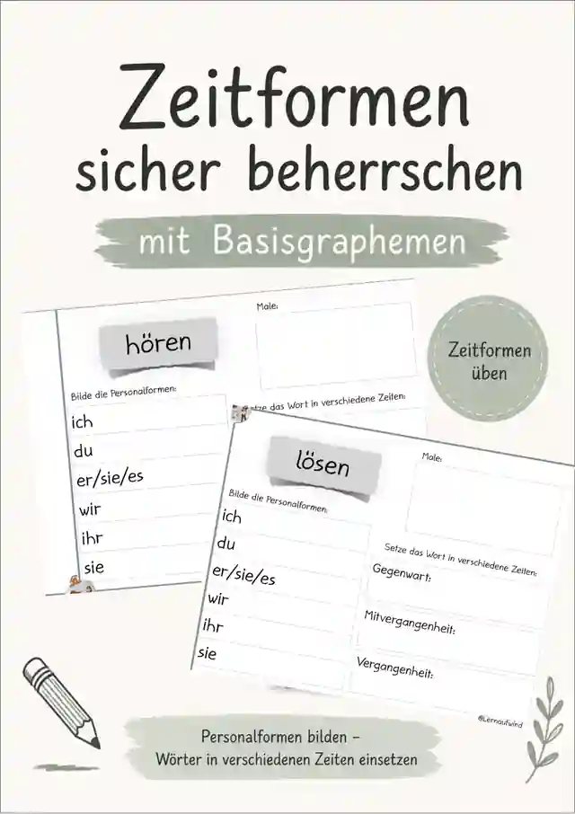 Zeitformen sicher üben – Gegenwart, Mitvergangenheit & Vergangenheit mit Basisgraphemen