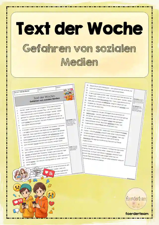 Text der Woche - Gefahren von sozialen Medien (Kompetenztest mit Kompetenzraster)