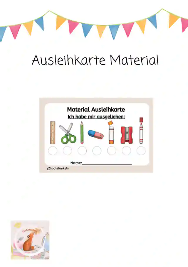 Ausleihkarte Material / Ausleihstation Grundschule
