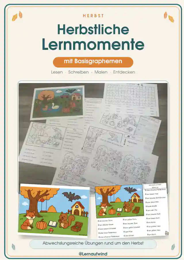 Wimmelbild Herbst liche Lernmomente mit Basisgraphemen