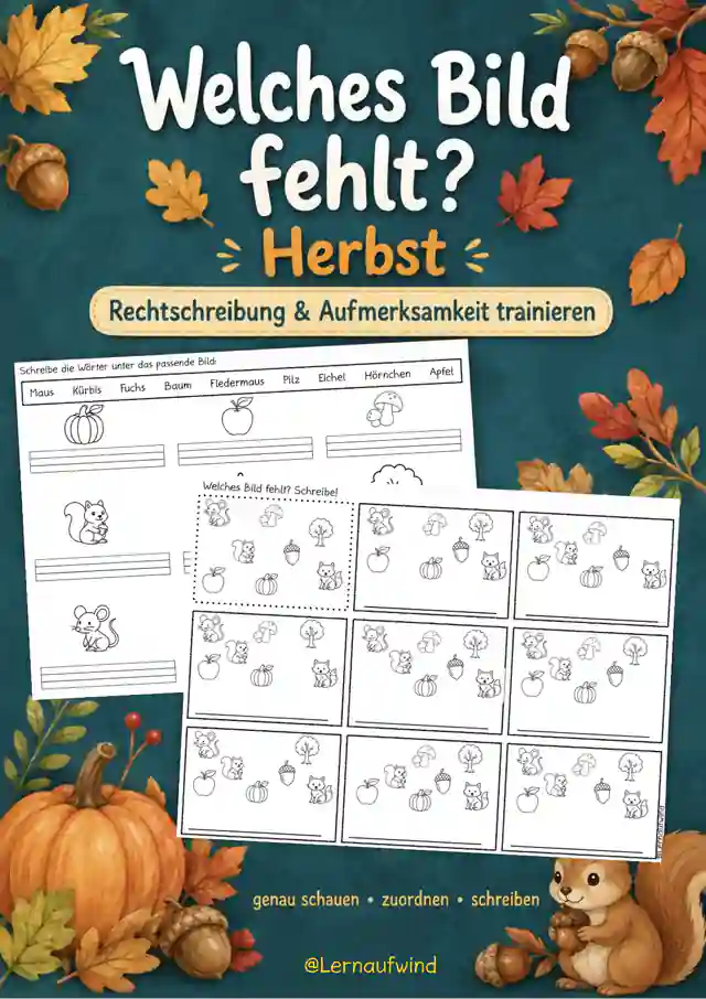 Welches Bild fehlt? – Herbstliches Rechtschreib- & Aufmerksamkeitstraining
