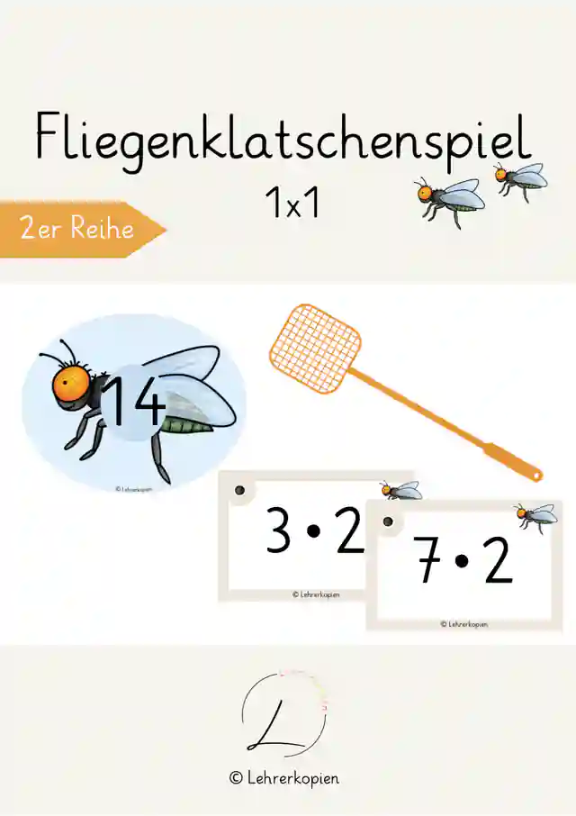 Fliegenklatschenspiel:  Einmaleins (2er Reihe)
