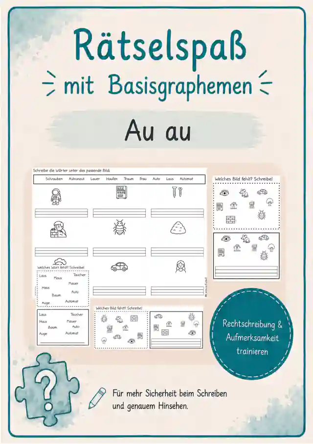 Au au - Wörter Rätselspaß | Rechtschreibung und Aufmerksamkeit