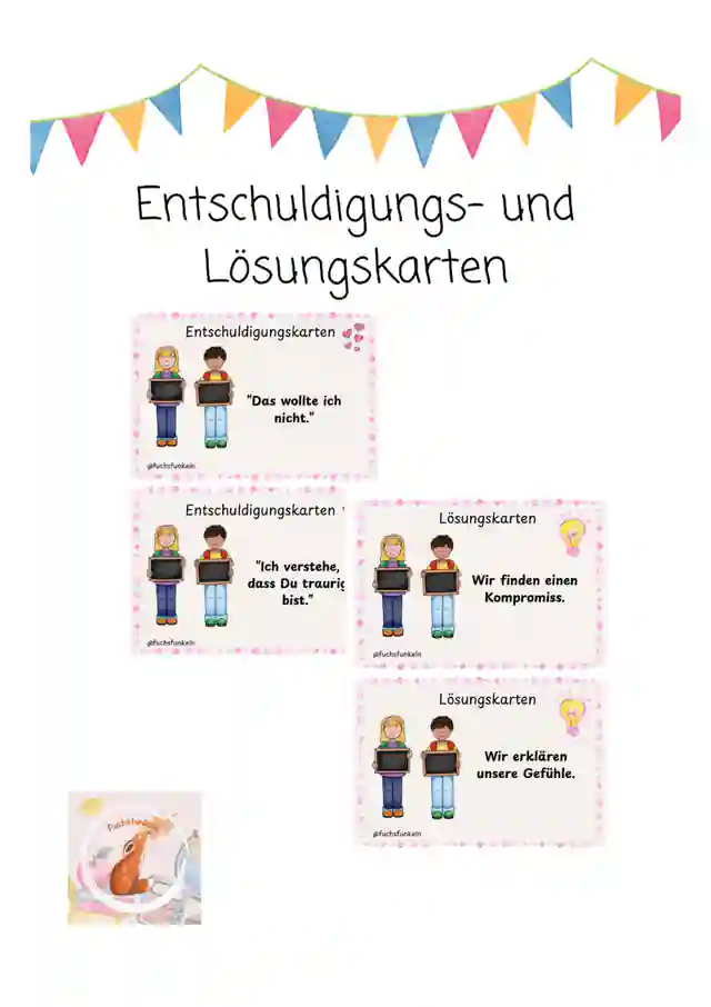 Entschuldigungs- und Lösungskarten - Streitschlichten 