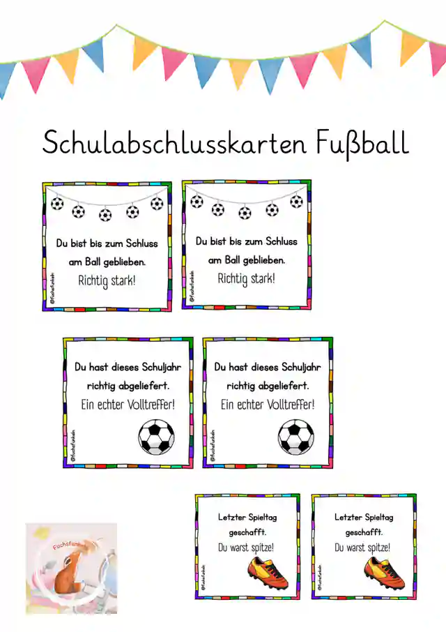Schuljahresabschlusskarten - Fußball