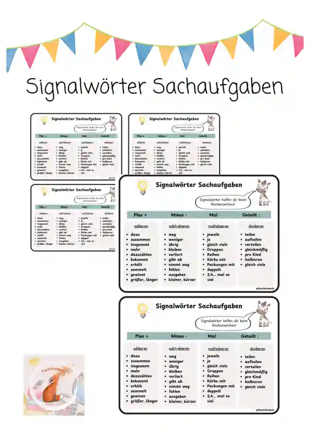 Sachaufgaben Signalwörter - Grundschule