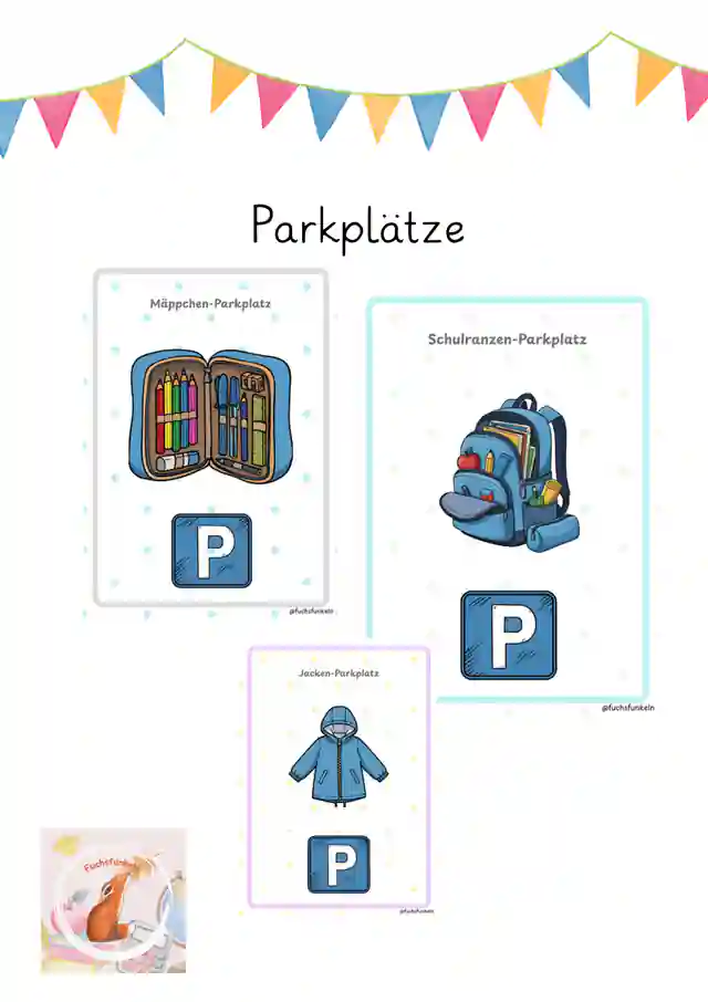 Parkplätze Grundschule (Mäppchen, Jacken...)
